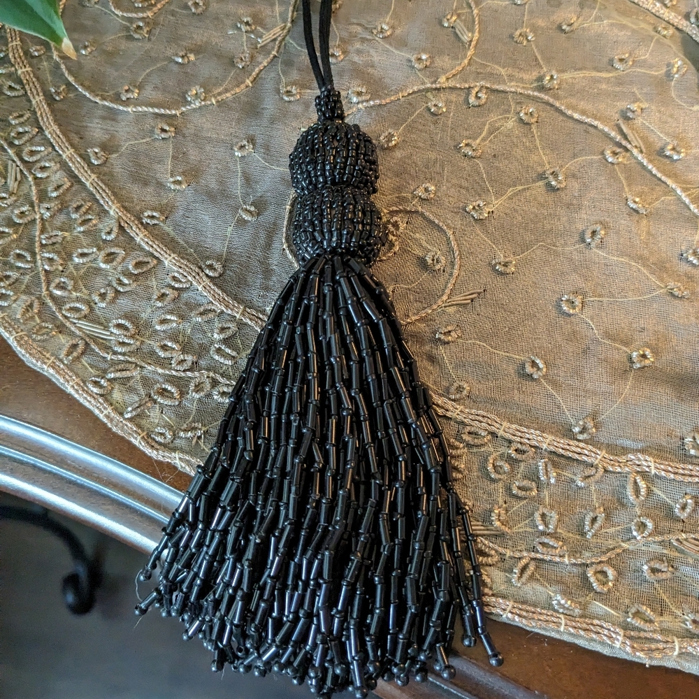 New Gorgeous Black Beads Hanging Tassel Decor.